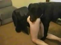 Petite babe got fucked doggystyle by dog